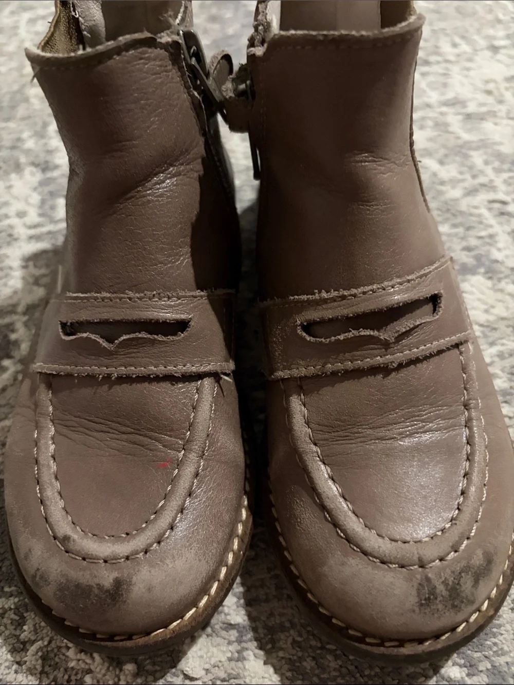 Toddler Brown Leather Ankle Boots with Side Zip